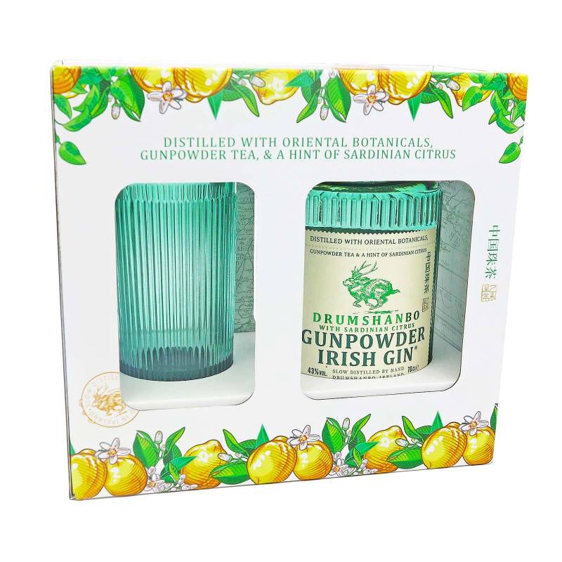 Drumshanbo Gunpowder Irish Gin Sardinian Citrus Glass Set