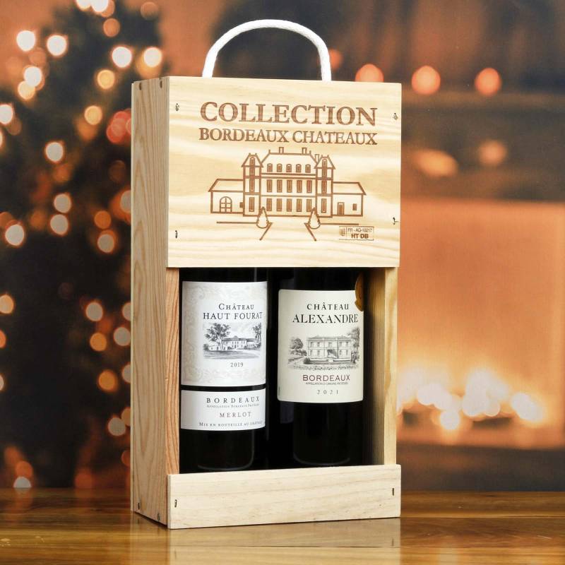 Chateau Collection Bordeaux Double in Wooden Box