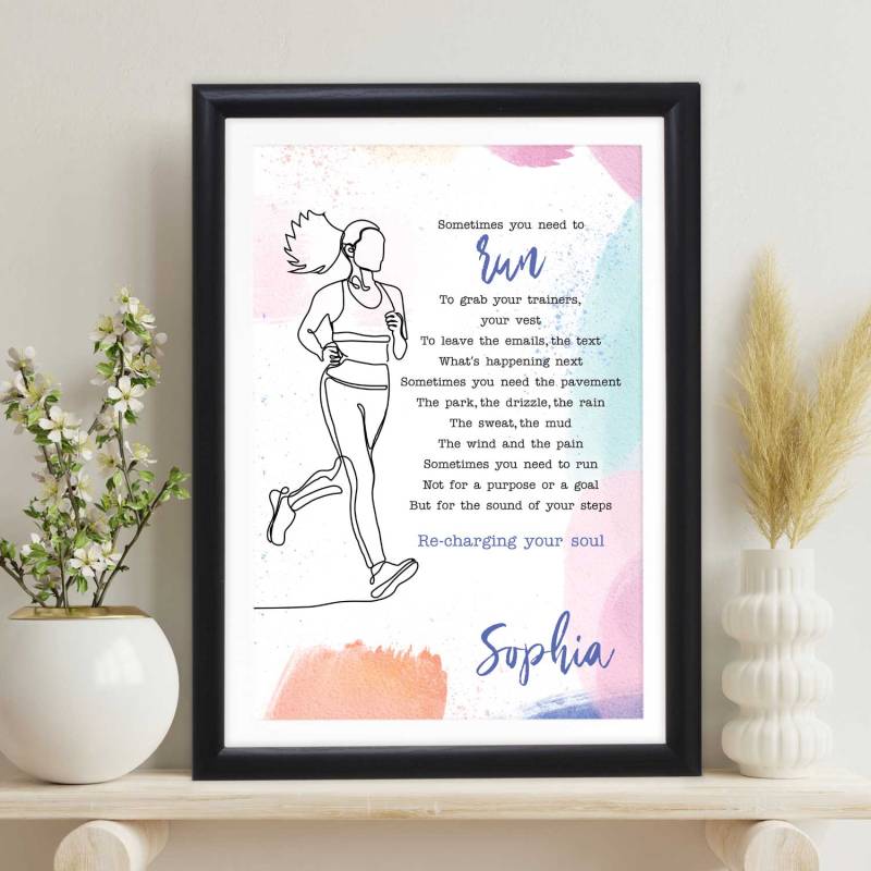 Sometimes You Need to Run Poem, Woman Silhouette - Personalised Poster