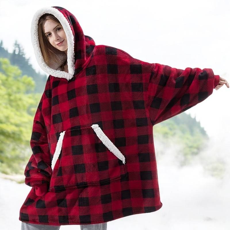 Red & Black Oversize Huggle Hoodie