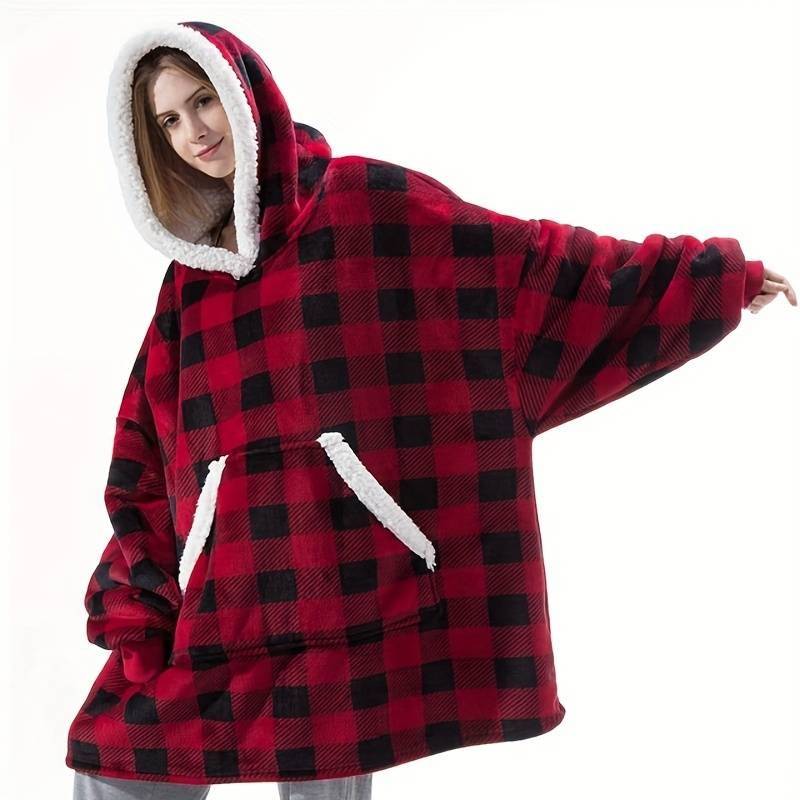 Red & Black Oversize Snuggle Hoodie