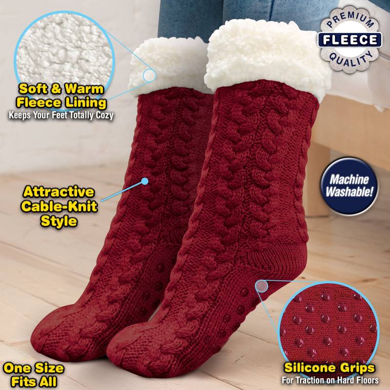 Huggle Red Knitted Slipper Socks