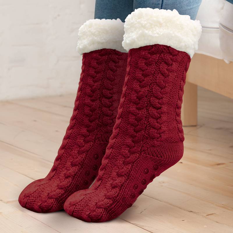 Huggle Red Knitted Slipper Socks