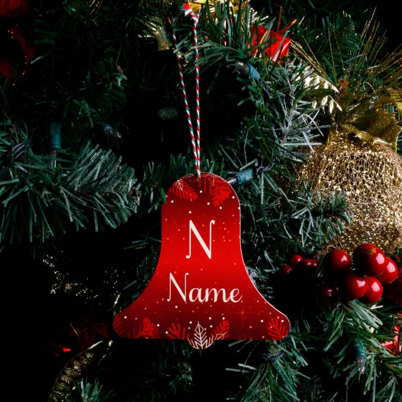 Any Name and Initial - Bell Christmas Tree Decoration