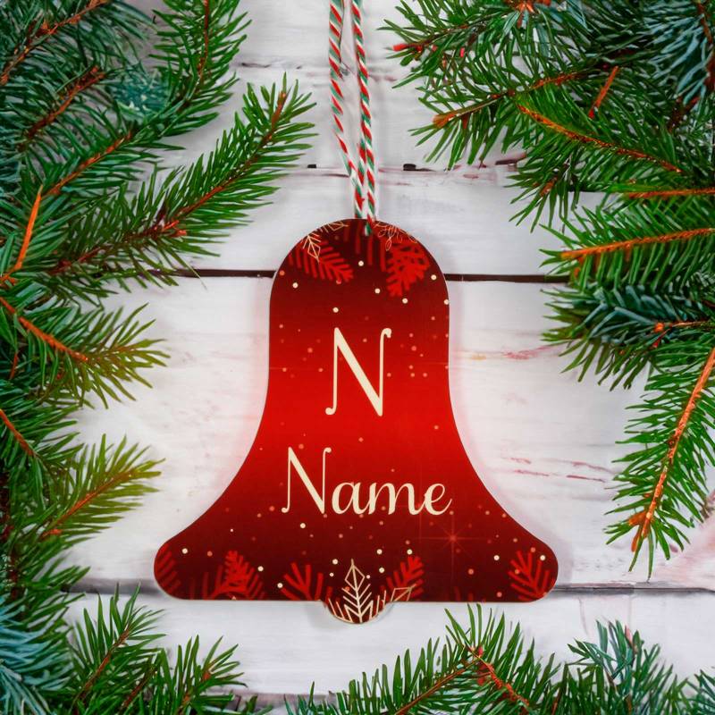 Any Name and Initial - Bell Christmas Tree Decoration