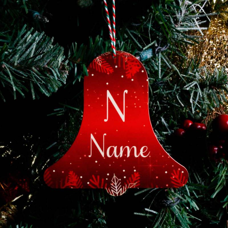 Any Name and Initial - Bell Christmas Tree Decoration