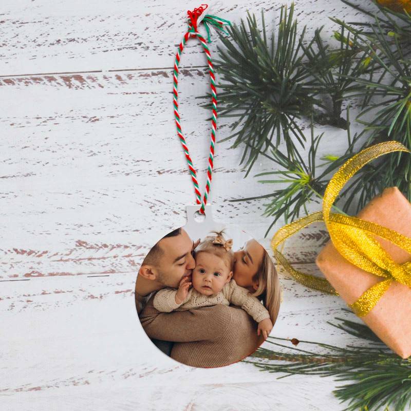 Any Name and Initial - Round Christmas Tree Decoration