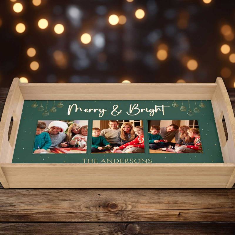 Merry and Bright Any Photo - Personalised Serving Tray