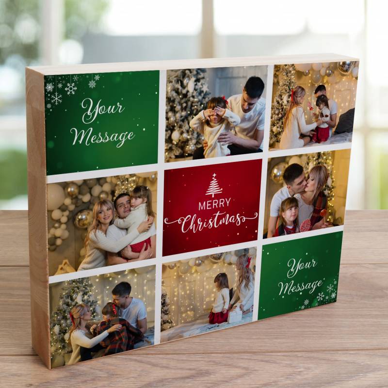 Any 6 Photos Happy Father's Day Green - Wooden Photo Blocks_DUPLICATE