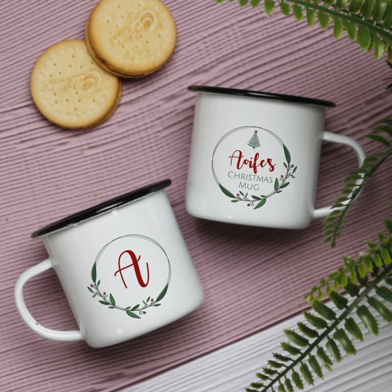 Any Name Christmas Mug - Personalised Enamel Mug