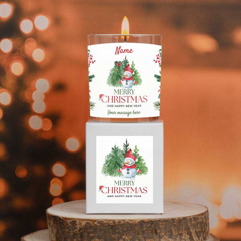 Snowman Merry Christmas - Personalised Scented Candle