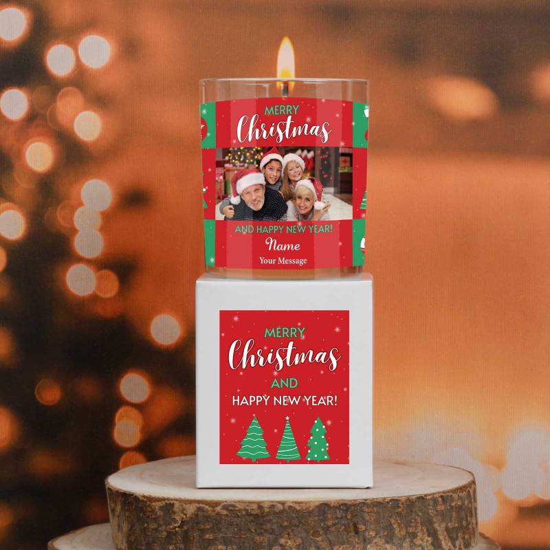 Any Photo Merry Christmas - Personalised Scented Candle