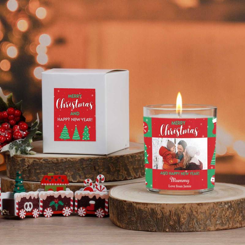 Any Photo Merry Christmas - Personalised Scented Candle