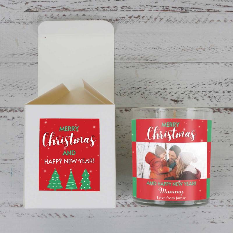 Any Photo Merry Christmas - Personalised Scented Candle