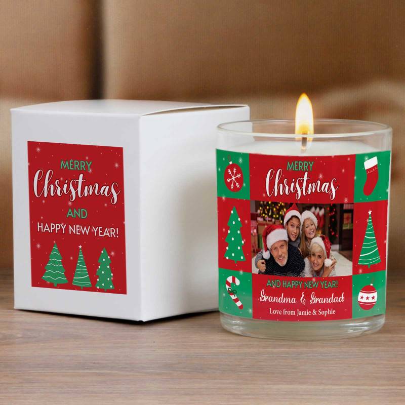 Any Photo Merry Christmas - Personalised Scented Candle