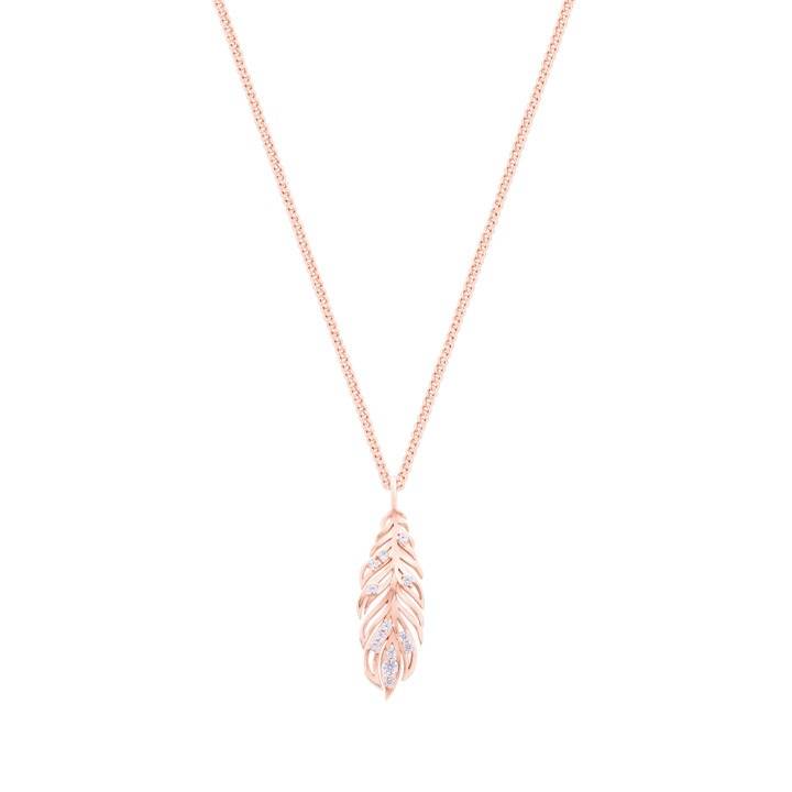 Tipperary Crystal Feather Pendant RG Inset With Clear Cz