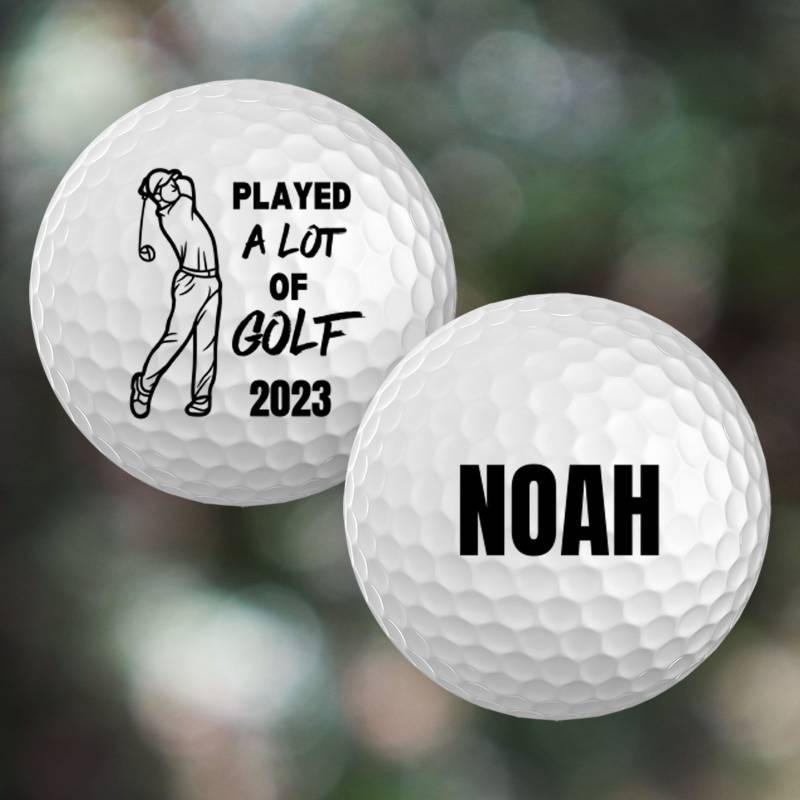 Played a lot of golf, man silhouette - Personalised Golf Ball - Set of 3 Balls