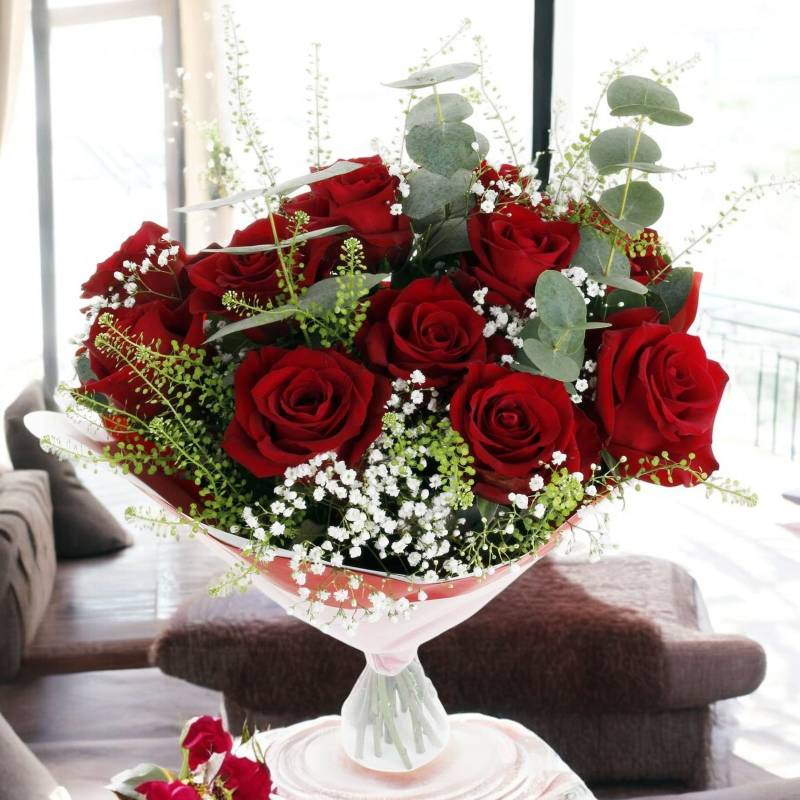 Valentine's Dozen Premium Red Roses Bouquet