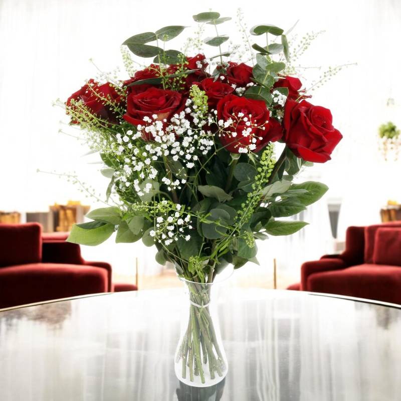 Valentine's Dozen Premium Red Roses Bouquet