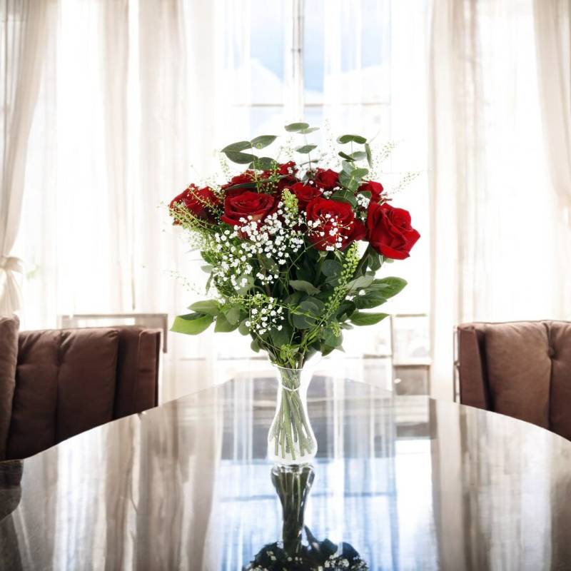 Valentine's Dozen Premium Red Roses Bouquet