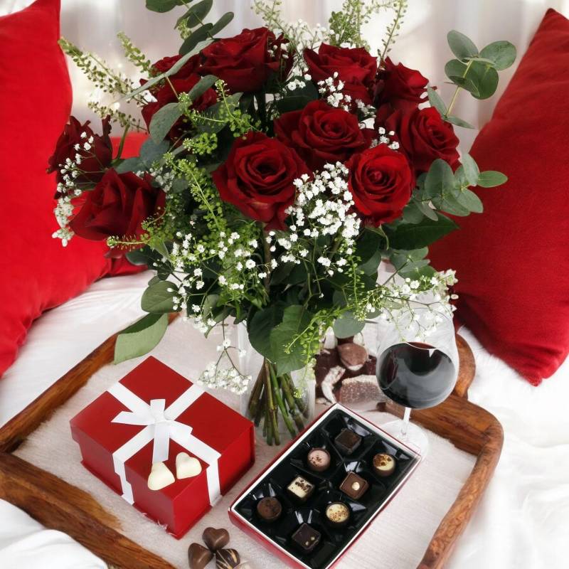 Valentine's Dozen Premium Red Roses Bouquet