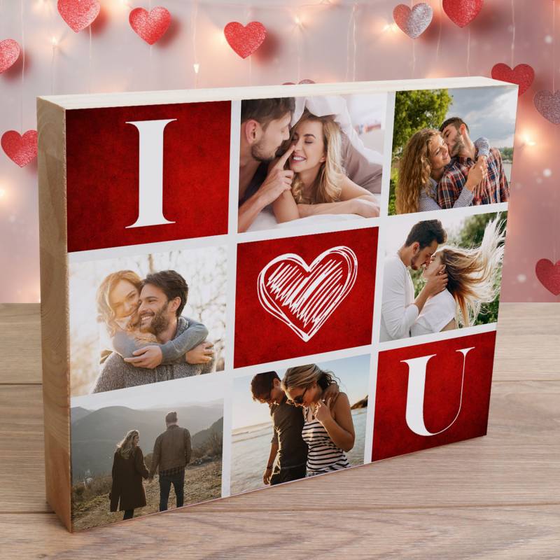 Any 6 Photos I love You - Wooden Photo Blocks