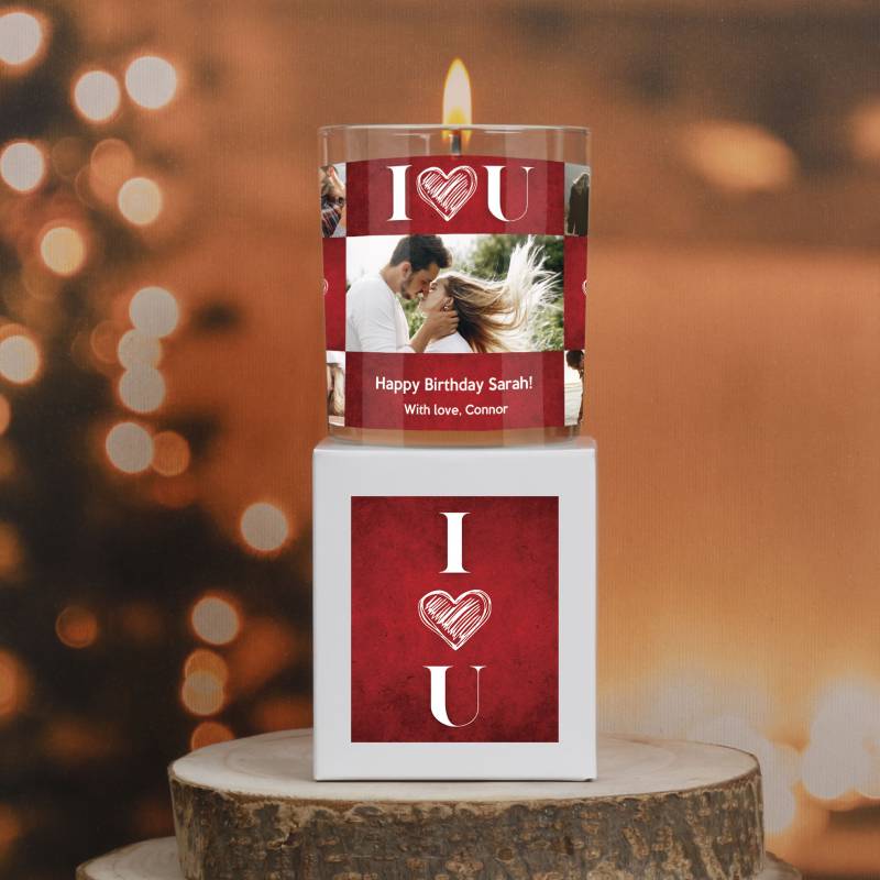 Photo Collage, I love You - Personalised Scented Candle