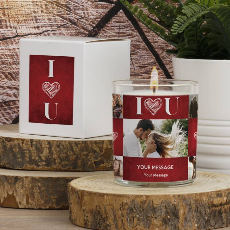 Photo Collage, I love You - Personalised Scented Candle