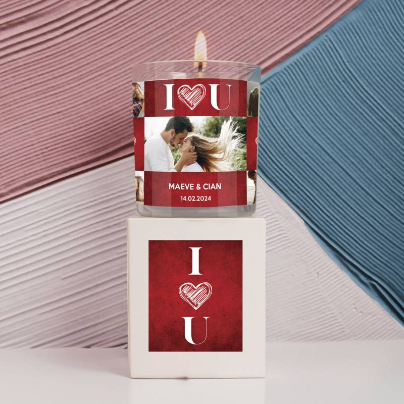 Photo Collage, I love You - Personalised Scented Candle