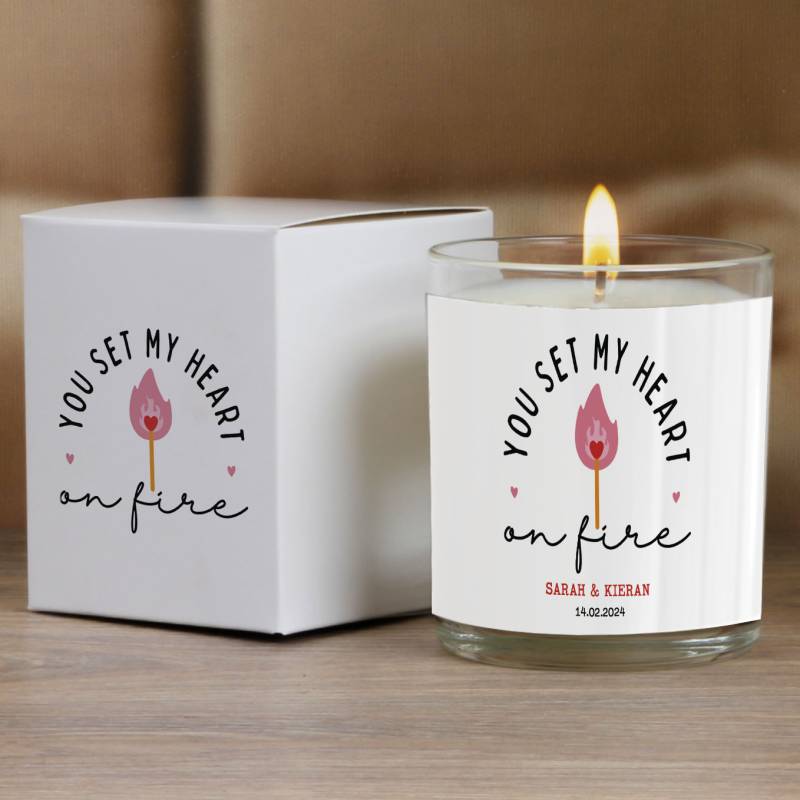 You set my heart on fire - Personalised Scented Candle