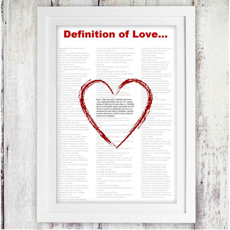 Definition Of Love Personalised Framed Poster