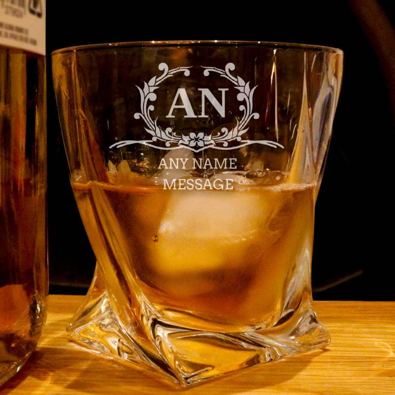 Name & Initials - Personalised Twist Whiskey Glass