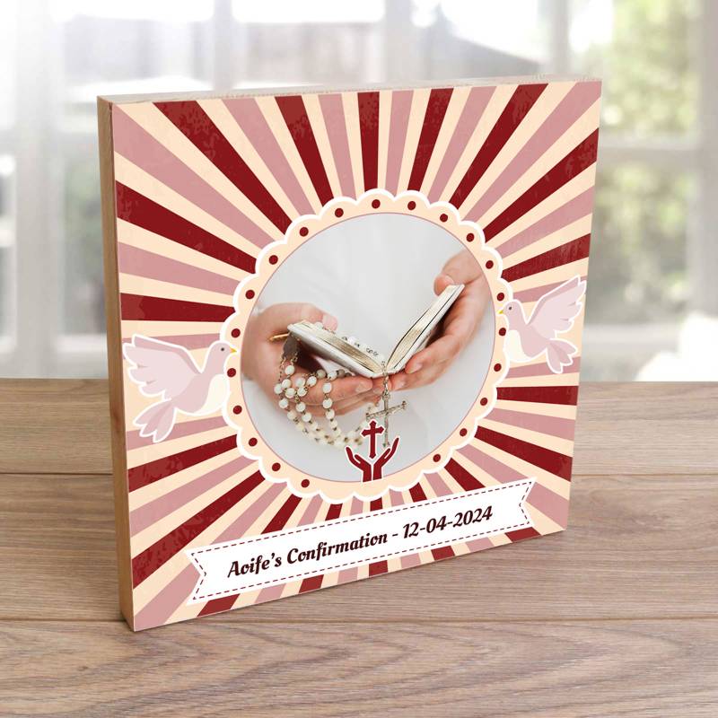 Any Photo and Message Confirmation Red - Wooden Photo Blocks