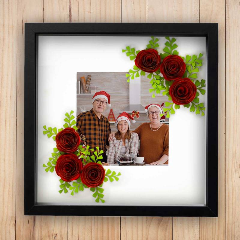 Any Photo - Paper Flower Red Roses Personalised Box Frame