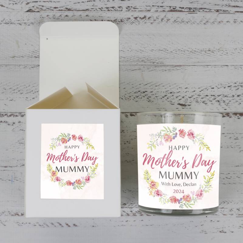 Happy Mother's Day Flowers - Personalised Scented Candle