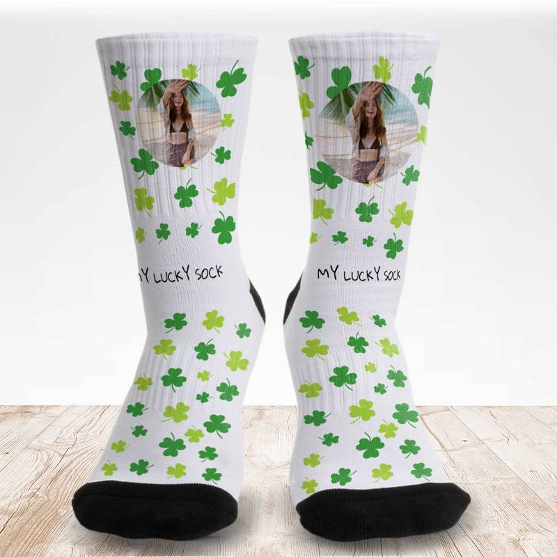 Any Photo and Message Shamrocks - Personalised Socks