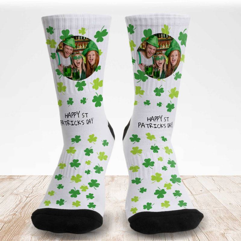 Any Photo and Message Shamrocks - Personalised Socks