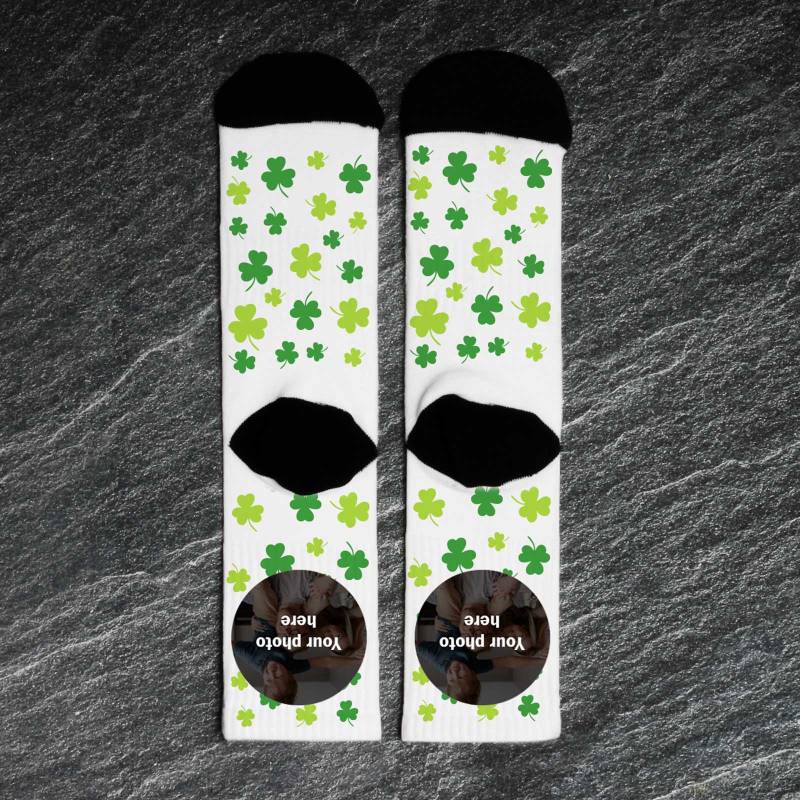 Any Photo and Message Shamrocks - Personalised Socks