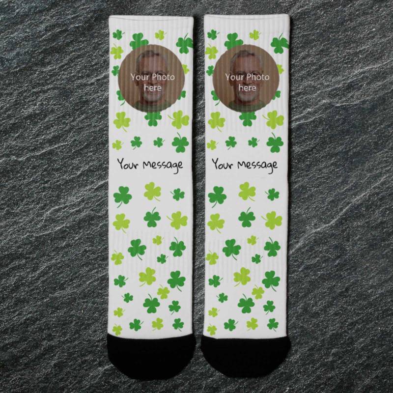 Any Photo and Message Shamrocks - Personalised Socks