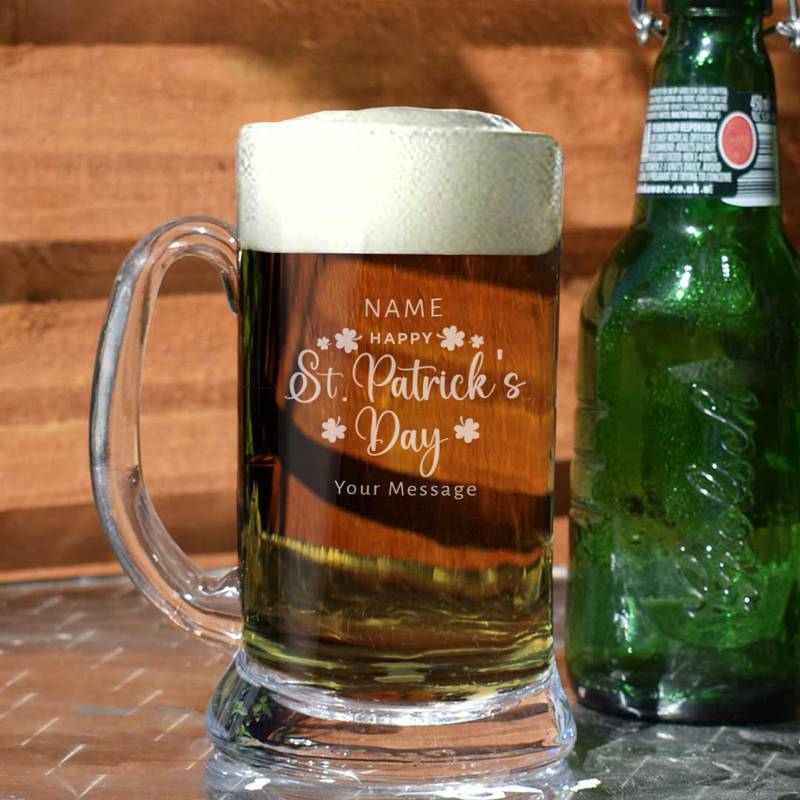 Happy St Patrick's Day - Personalised Tankard Glass