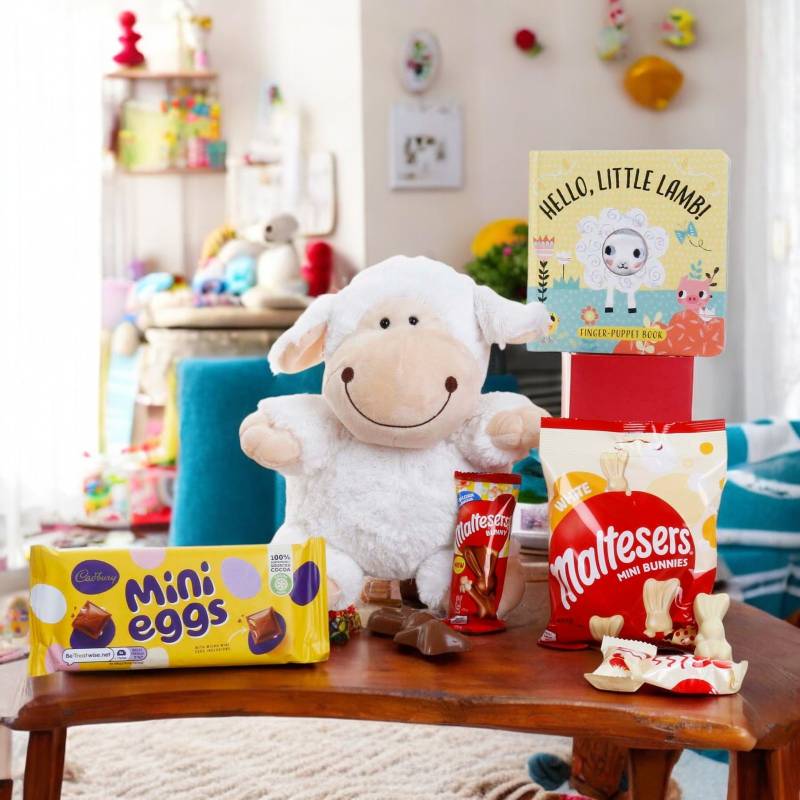 Cuddly Lamb, Hello Little Lamb Book & Chocolate Treats Gift Pack