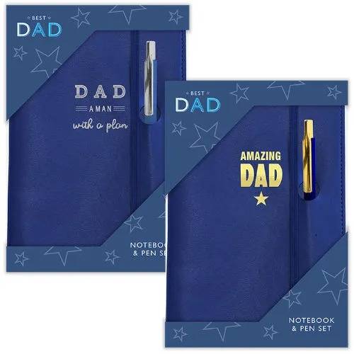 The Father's Day Luxury Grey, Cream & Blue Scarf, Wallet, Notebook & Pen Gift Set