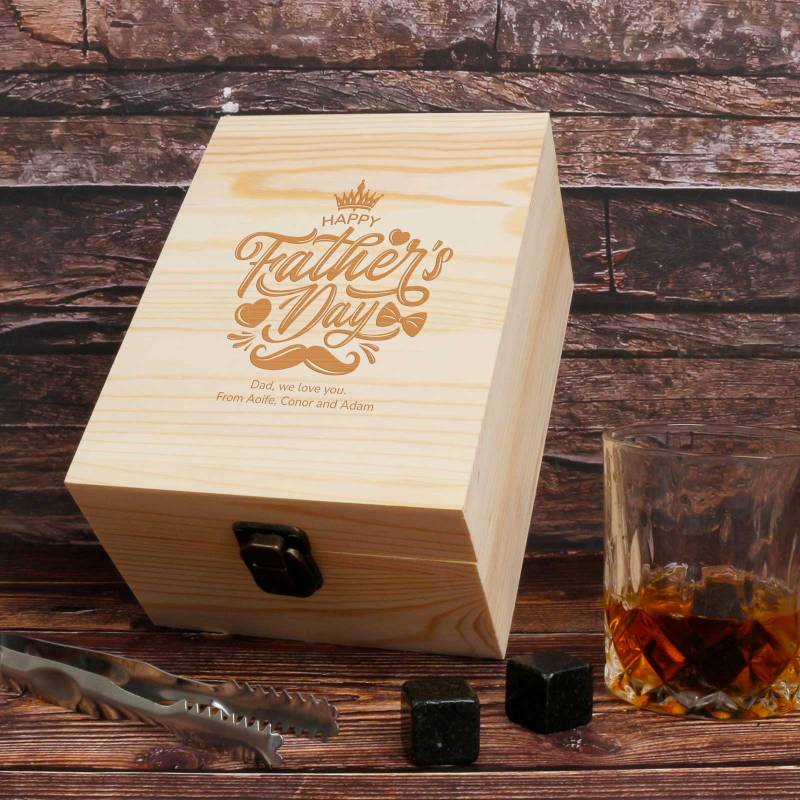 Any Text or Layout - Personalised Wooden Boxed Whiskey Set