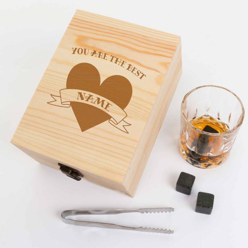 Any Text or Layout - Personalised Wooden Boxed Whiskey Set