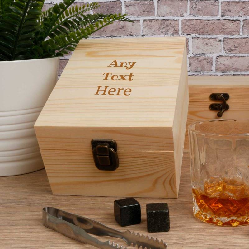 Any Text or Layout - Personalised Wooden Boxed Whiskey Set