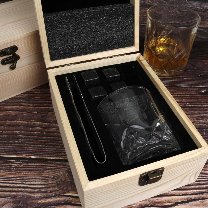 Any Text or Layout - Personalised Wooden Boxed Whiskey Set