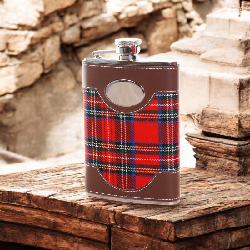 Tartan Hipflask with Cups and Funnel