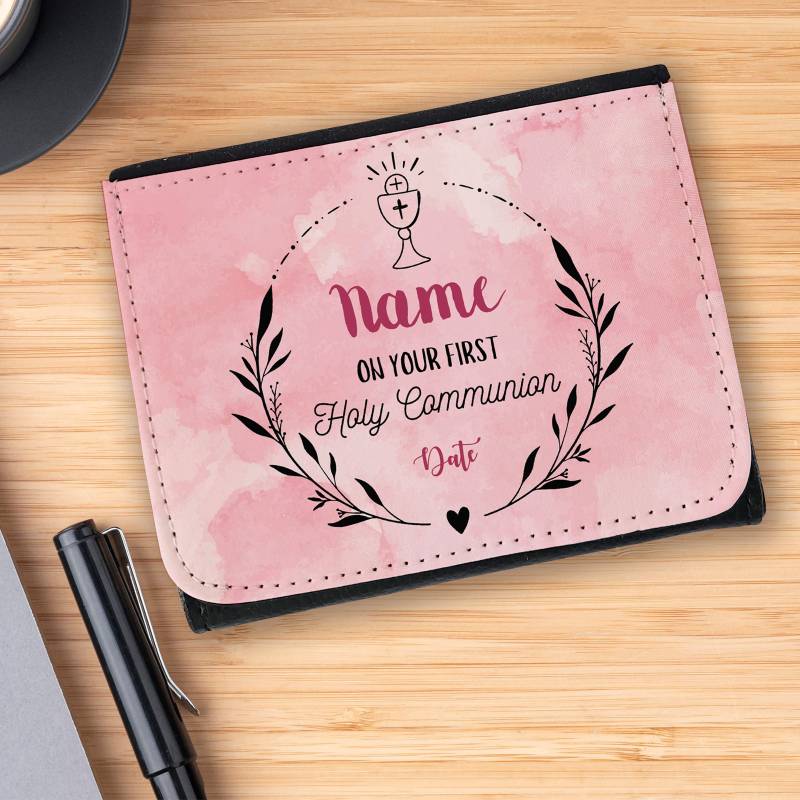 On your First Holy Communion Pink Personalised Wallet