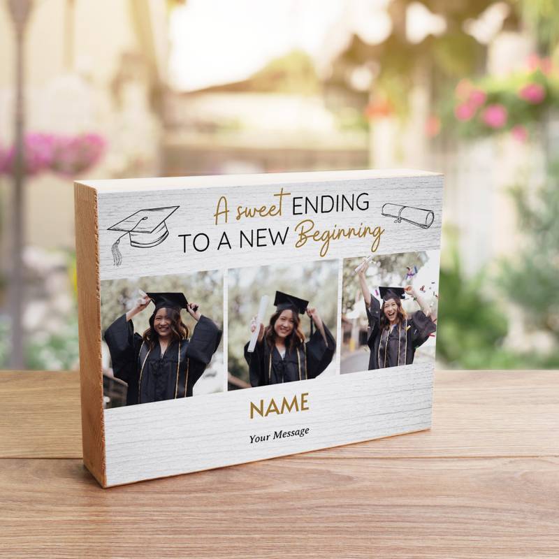 A sweet ending to a new beginning 3 photos Wooden Photo Block