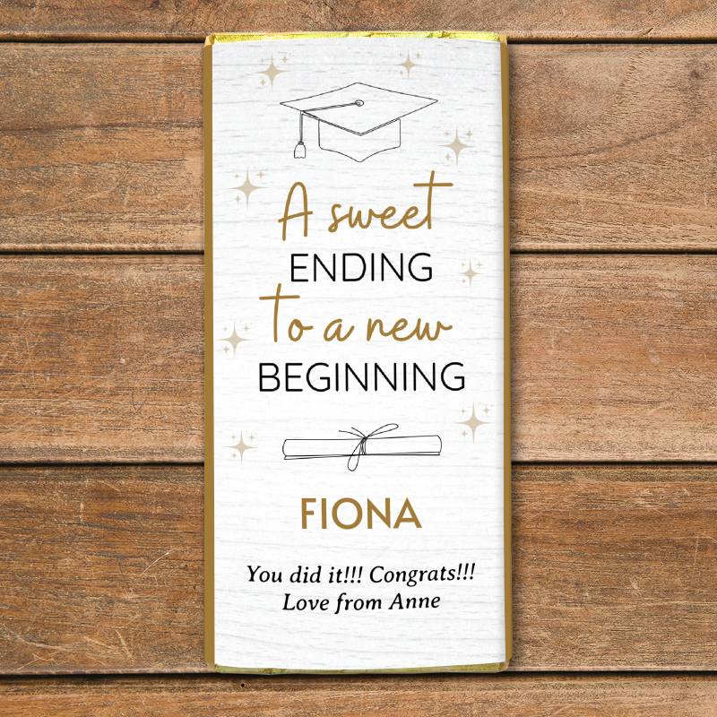 A sweet ending to a new beginning - Personalised Chocolate Bar